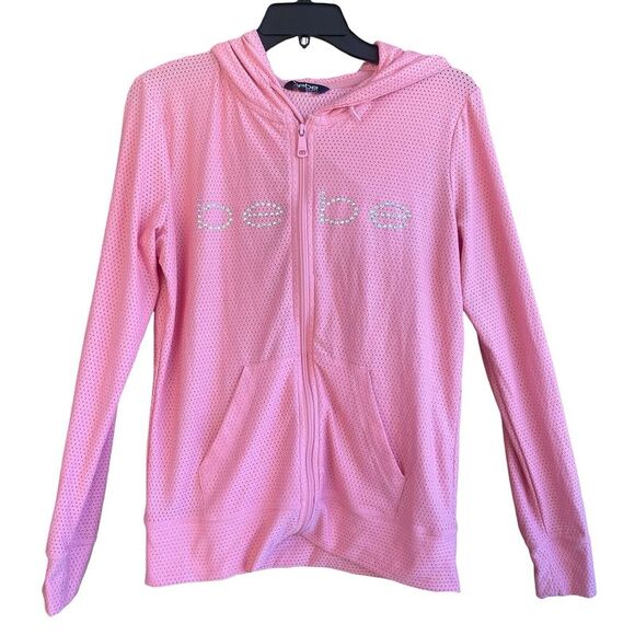Tops - BEBE Sport Sweatshirt Woman's‎ M  Zip Athleisure Hoodie Ultra Lightweight Mesh